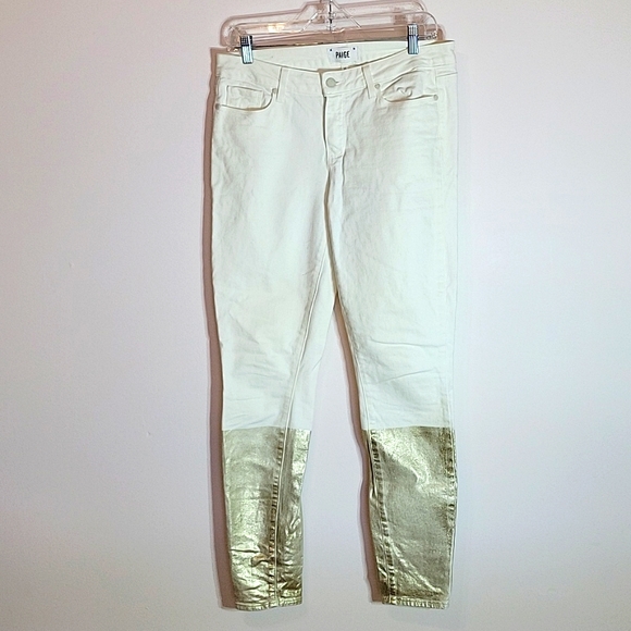 Paige Verdugo Ultra Skinny Jeans Cream/Gold Solstice size 30 - Picture 10 of 16